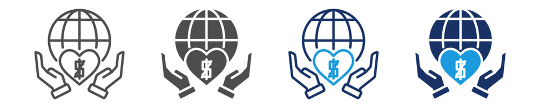 non profit icon set with multiple concept