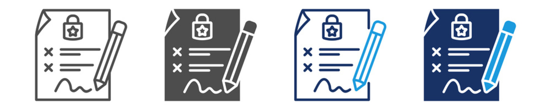 exclusive clause icon set with multiple concept
