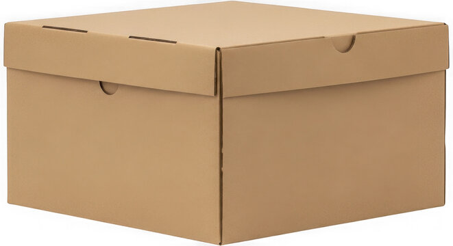Cardboard box with shadow on plain background