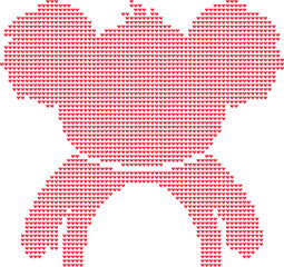 Red koala shape made of hearts, abstract and bold © RR Design