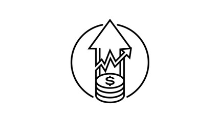 Fototapeta premium Upward trend with coins icon, representing financial growth and investment returns