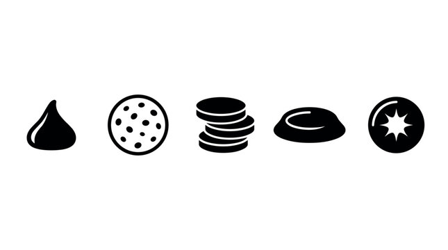 Various candy and chocolate confectionery icons representing different sweet treats and desserts in a modern graphic illustration.
