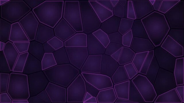 Abstract Dark Purple Cellular Mosaic Motion Graphic Loop Futuristic Glowing Geometric Background