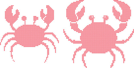 Playful red heart pattern crabs duo © RR Design