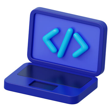 Computer laptop code 3d for developer communication software creation programmer support technology