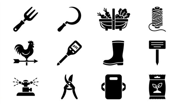 Gardening and farming icons