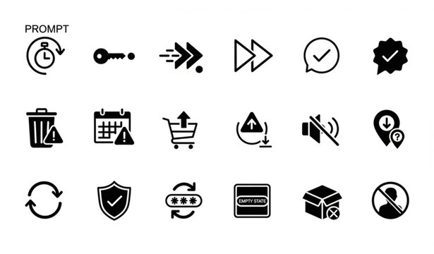 Collection of modern line icons for user interface and web design