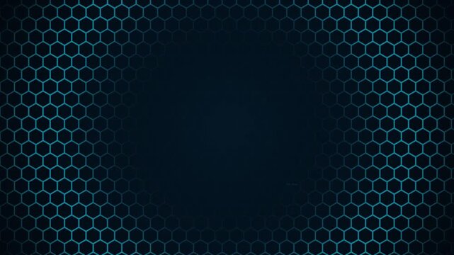 Futuristic Blue Hexagonal Grid Glowing Border Loop Cyber Security Motion Graphics