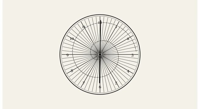 Abstract clock face with spiral geometric time lapse animation