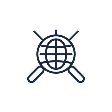 A 3d vector illustration of a blue earth globe and magnifying glass concept featuring a compass and clock symbol for global business
