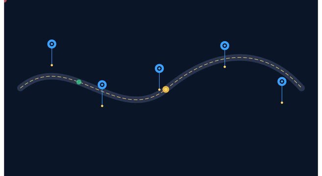 Animated timeline infographic with moving progress animation