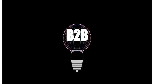 B2 b business concept animation with glowing light animation