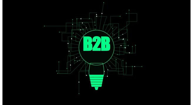 B2 b business concept digital lightbulb network animation