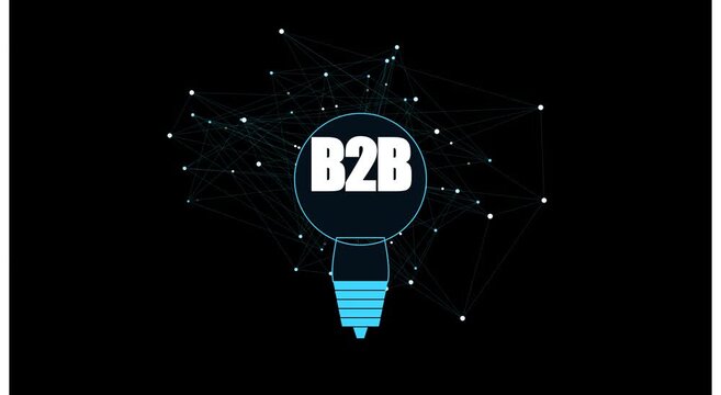 B2 b business strategy concept with digital lightbulb animation
