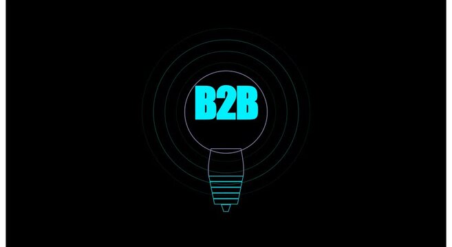 B2 b business concept light bulb neon animation commerce