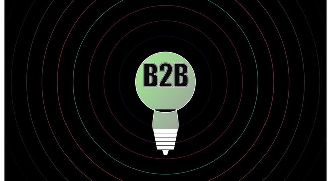 B2 b business strategy concept with glowing light animation