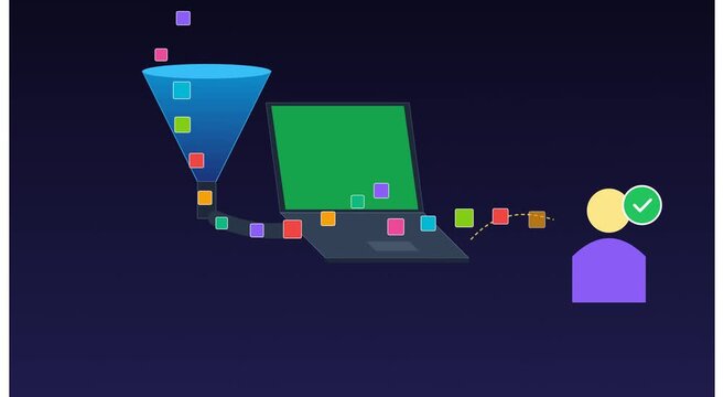 Data conversion and sales funnel animation for animation