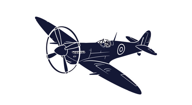 Supermarine Spitfire WWII Fighter Plane Vector Illustration