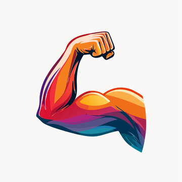 Colorful Biceps Flex Illustration