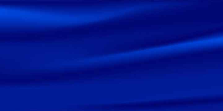 Navy blue silk satin. Silky shiny fabric. Dark luxury background with space for design. Banner. Wide. Long. Panoramic. Template. Empty. Flat lay, top view table. Beautiful.Elegant.Birthday,Christmas.