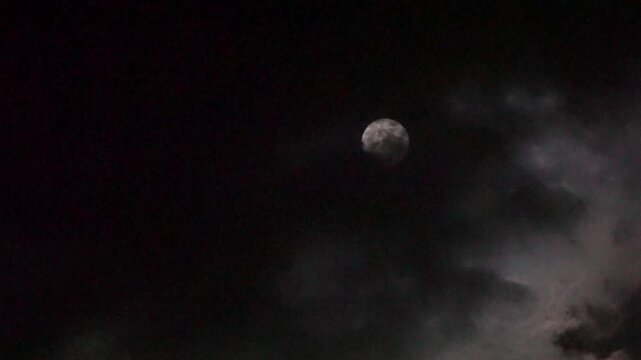 Glowing Full Moon with Fast Moving Clouds Time Lapse