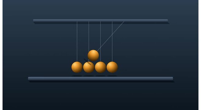 Newton's cradle kinetic energy physics pendulum animation
