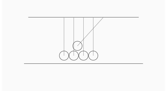 Newton's cradle physics pendulum motion minimalist animation