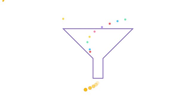 Sales funnel conversion animation with colorful data animation