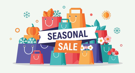 Fototapeta premium Colorful shopping bags on display sale.