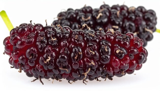 Fresh ripe dark red mulberries closeup with textured bumpy skin, organic forest berries for healthy cooking, farm harvest, natural vitamins