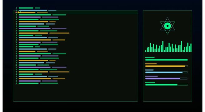 Digital programming interface with animated data animation