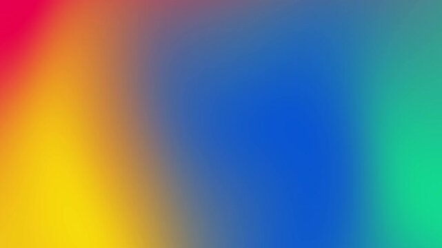 Abstract motion background featuring soft and smooth fluid transitions with vibrant rainbow gradient colors of red, yellow, blue, and teal.