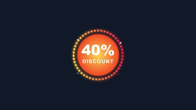 40 percent discount promotional badge animation, sale icon, and advertising element.