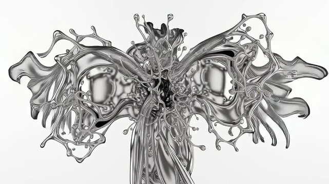 Abstract Black and White Liquid Splash Motion.