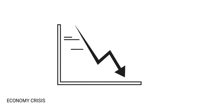 Economic Crisis Graph Icon: Financial Downturn and Market Recession Symbol