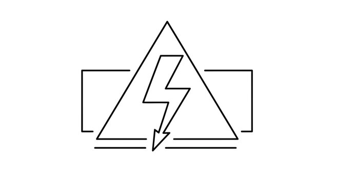 Electric warning symbol with triangle and lightning bolt