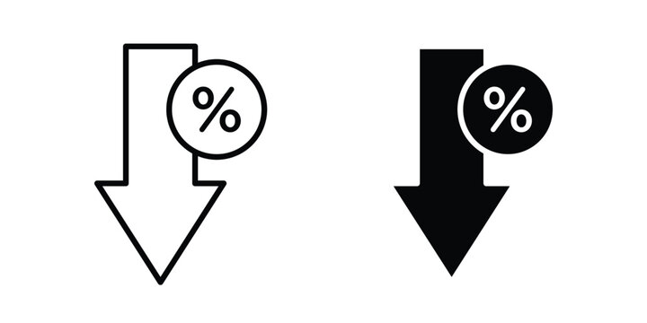 Percent down icon vector. pictogram illustration on white background.