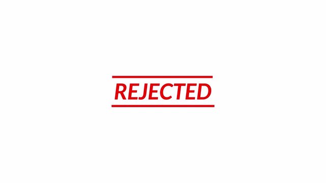 Rejected rubber stamp animation on a transparent background, rejected stamp effect animation with alpha channel in 4k.
