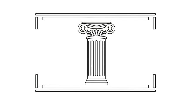 classical column with scrolls on white background