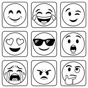 Collection of various emoticon faces.