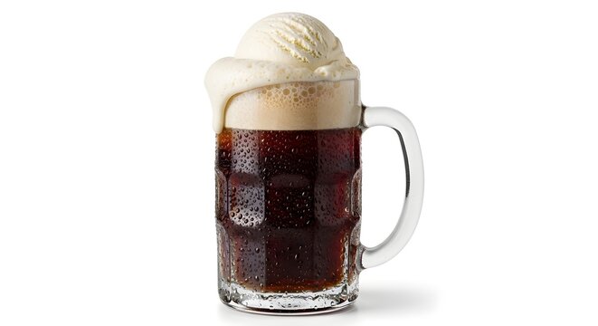 Root Beer Float in a Mug A Refreshing Cold Beverage with Creamy Topping