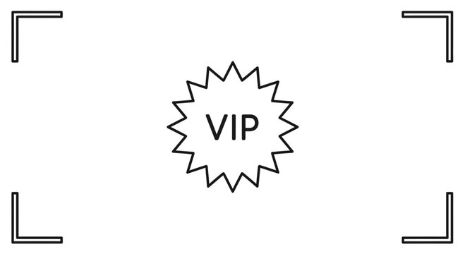 VIP Starburst Badge Icon with Corner Brackets, Exclusive Access Symbol
