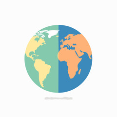 Obraz premium Flat Design Earth Globe Icon