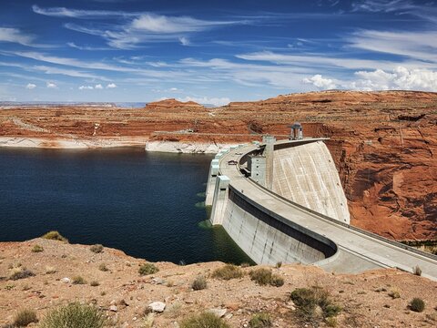 Hoover Dam, Lake Mead Reservoir, Colorado River, Arizona, Nevada, USA