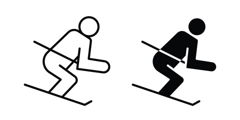 Skiing icon vector. pictogram illustration on white background. © Hunt
