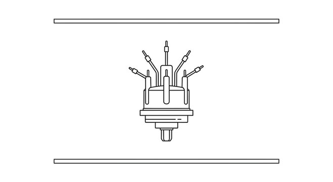 Vintage car distributor cap with spark plug wires, schematic diagram