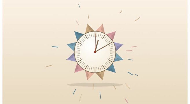 Animated sun-shaped clock ticking time concept animation