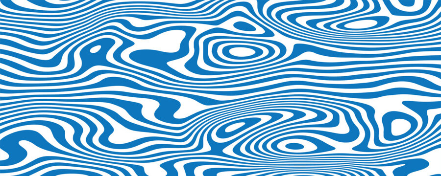 Abstract Wave Patterns. Vector Wavy Line Backgrounds. Retro Groovy and Psychedelic Swirl Graphics. Liquid Seamless Patterns