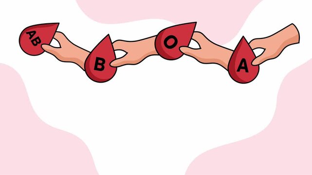 hands holding blood drops showing different various types