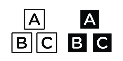 Abc icon graphic element set in black linear and clipatrt. © Franklin
